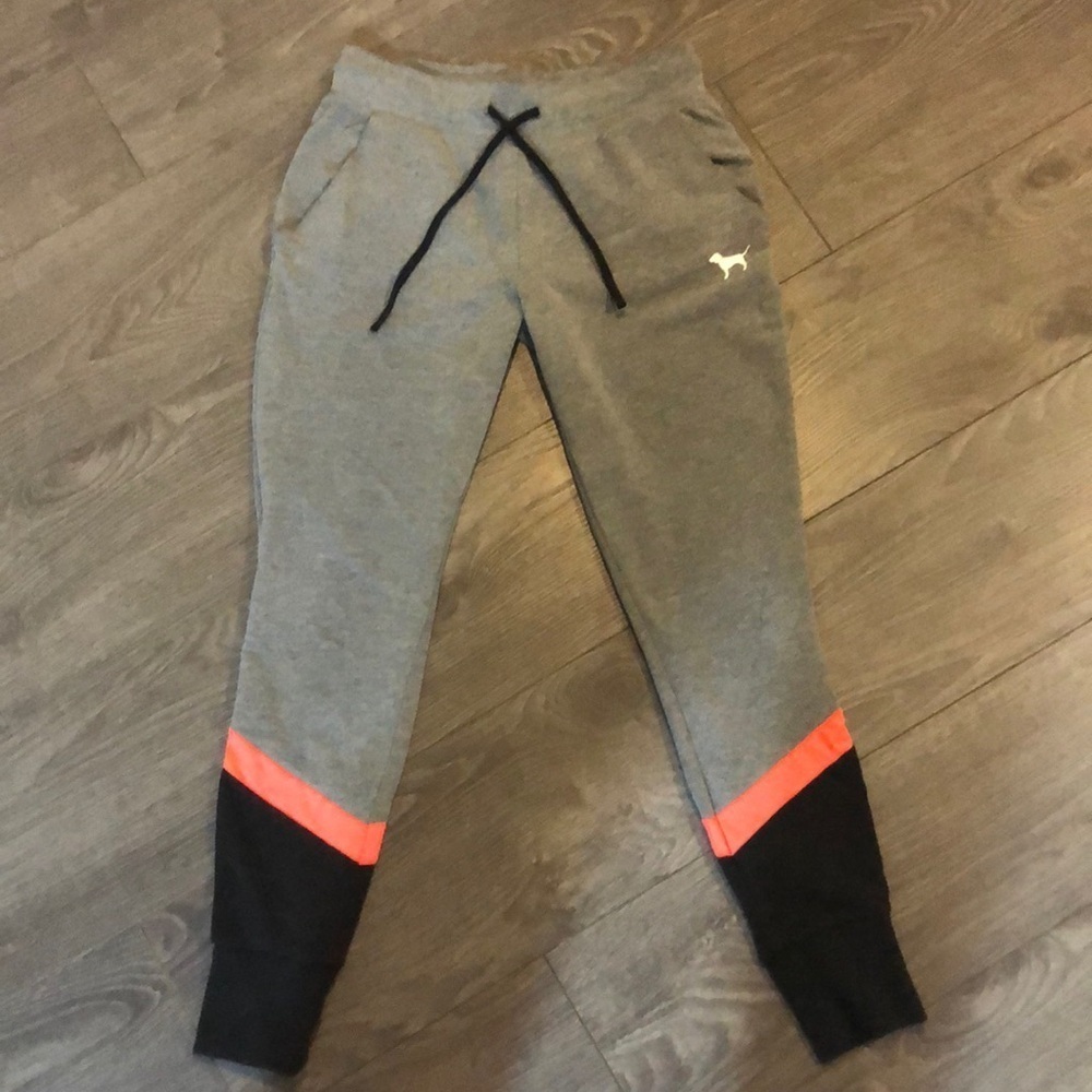 Victoria secret PINK Sweatpants GRAY & berry hot pink with pockets size XS